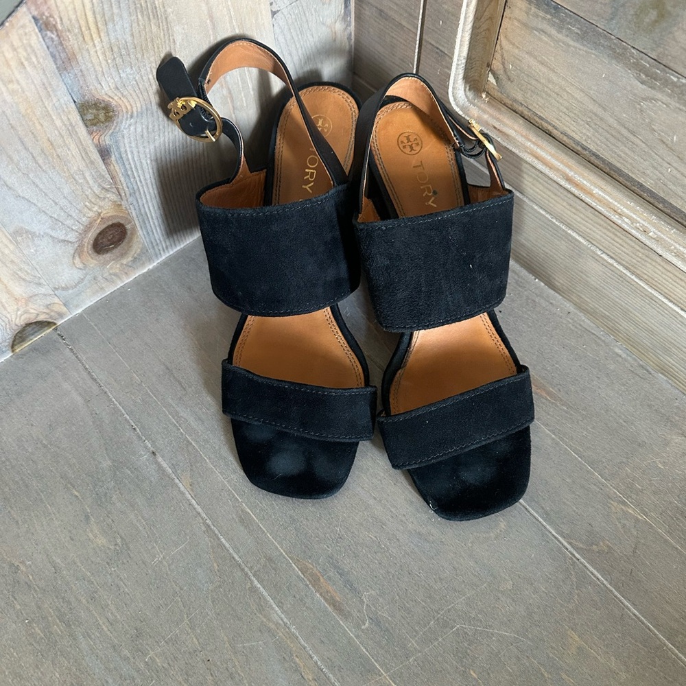 Tory Burch Black Chunky Heel Sandals